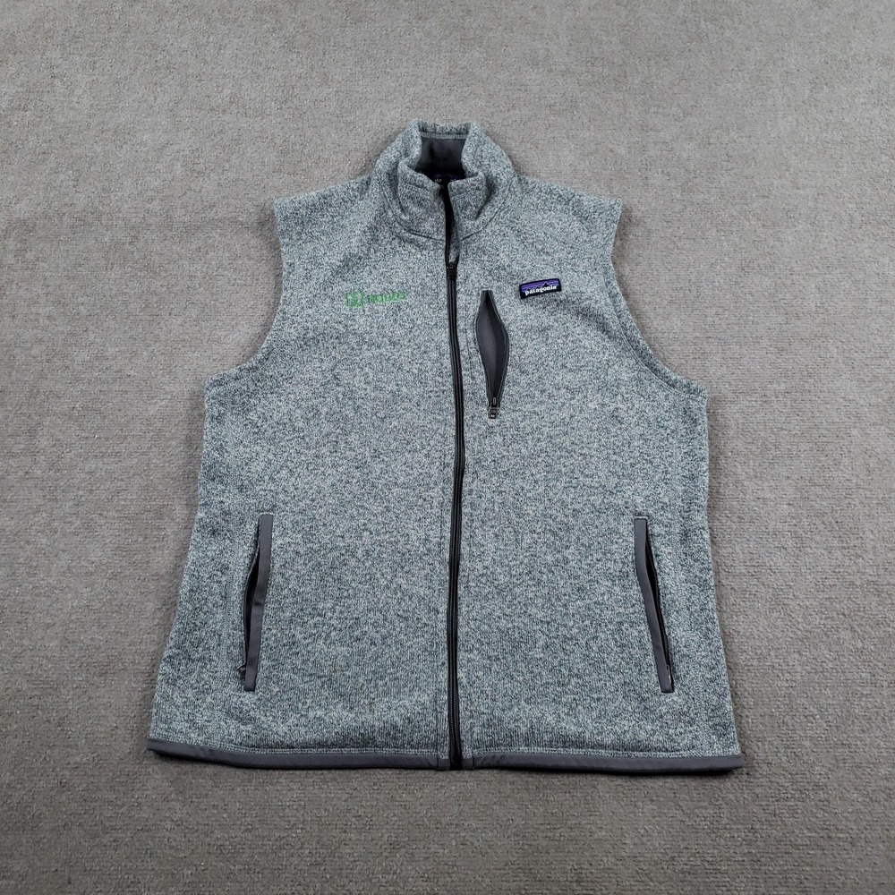 Patagonia Vest Mens XL Gray Fleece Full Zip Pockets Logo Hiking Casual 25882 Z